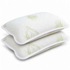 coppia cuscini fiocco aloe vera vista frontale