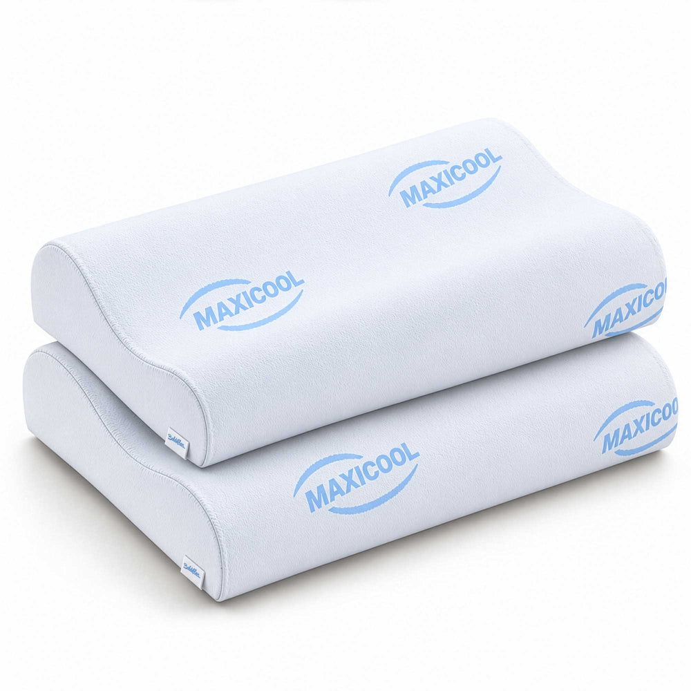Pair of memory foam neck pillows
