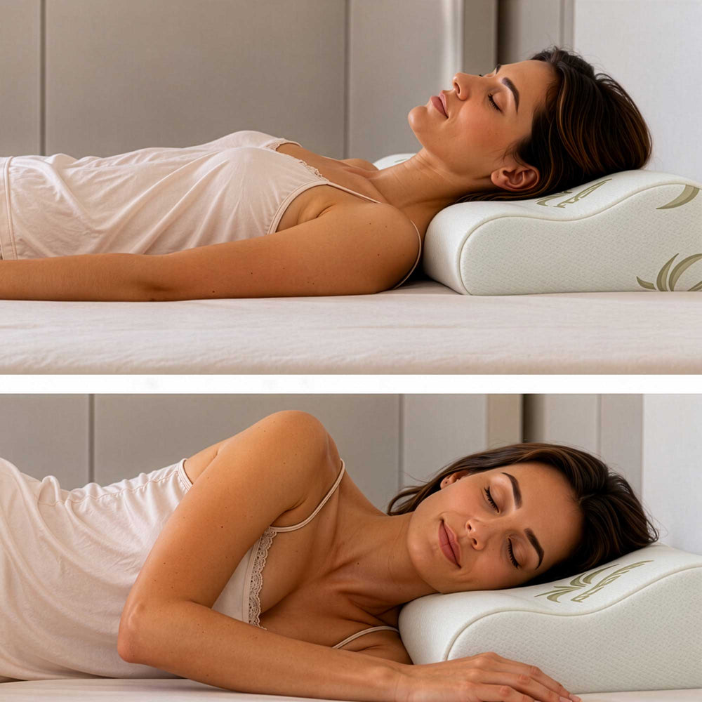 Pair of memory foam neck pillows with Aloe vera lining