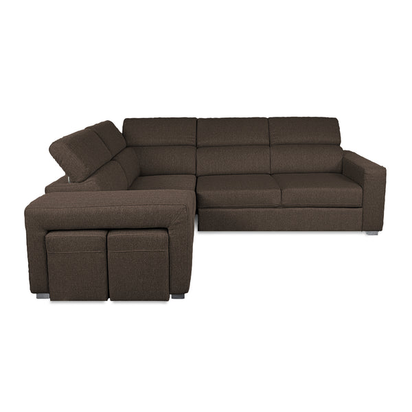 Divano letto angolare con due cubi pouf Gregory