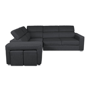 Divano letto angolare con due cubi pouf Gregory