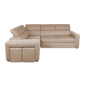 Divano letto angolare con due cubi pouf Gregory