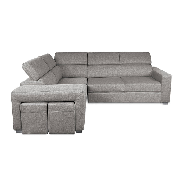 Divano letto angolare con due cubi pouf Gregory
