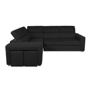 Divano letto angolare con due cubi pouf Gregory