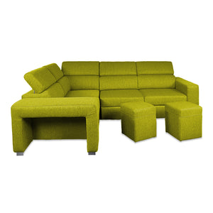 Divano letto angolare con due cubi pouf Gregory