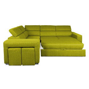 Divano letto angolare con due cubi pouf Gregory