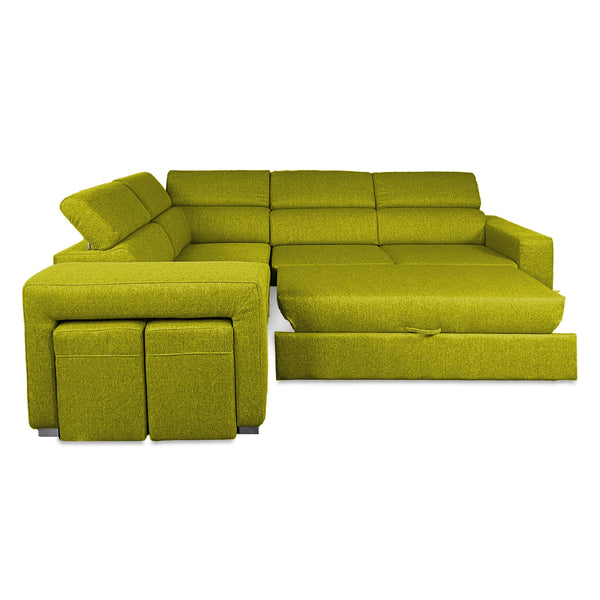Divano letto angolare con due cubi pouf Gregory