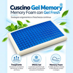 infografica Cuscino Gel Memory Freschezza Ergonomica