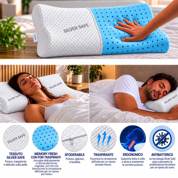 Coppia cuscini cervicale memory fresh forati