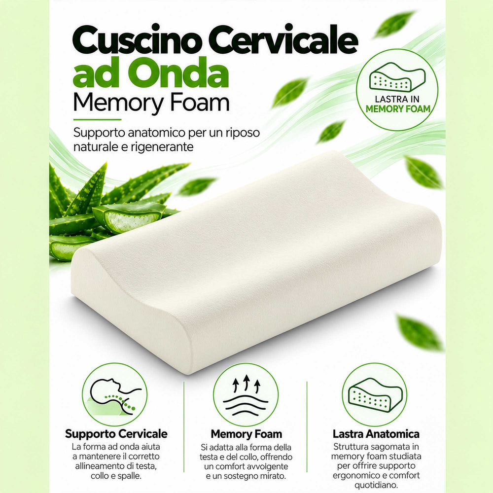 Cuscino cervicale memory con fodera in Aloe vera