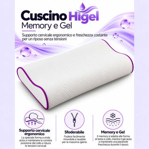 Cuscino cervicale memory e gel Higel