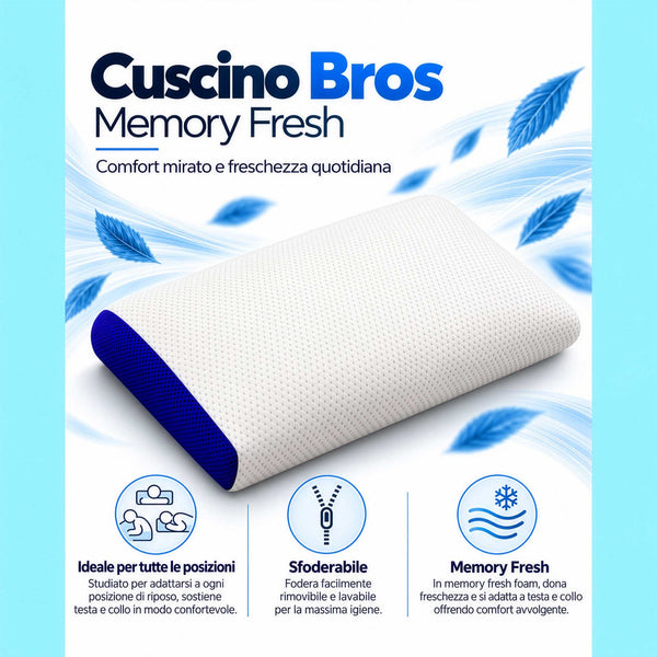 infografica cuscino memory fresh bros baldiflex
