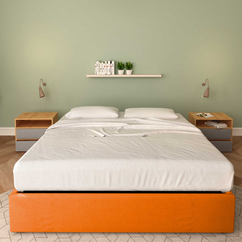 Baldiflex letto contenitore king size queen size senza testata in ecopelle Cloe arancione