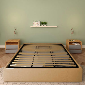 Baldiflex letto contenitore king size queen size senza testata in ecopelle Cloe beige frontale