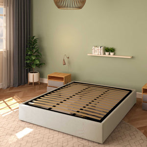 Baldiflex letto contenitore matrimoniale senza testata in ecopelle Cloe beige chiaro da destra