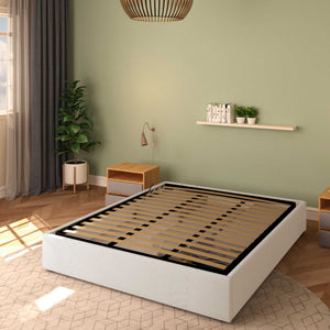 Baldiflex letto contenitore king size queen size senza testata in ecopelle Cloe bianco da destra