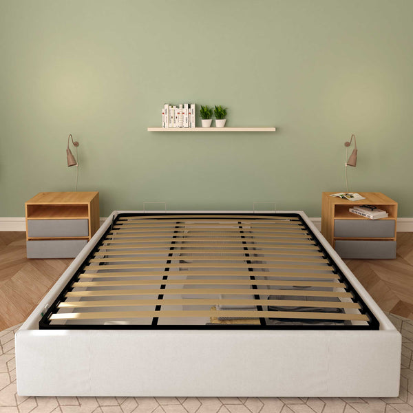Baldiflex letto contenitore king size queen size senza testata in ecopelle Cloe bianco frontale