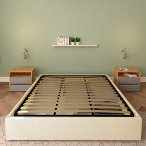 Baldiflex letto contenitore king size queen size senza testata in ecopelle Cloe crema frontale