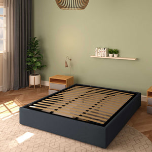 Baldiflex letto contenitore king size queen size senza testata in ecopelle Cloe grigio scuro da destra