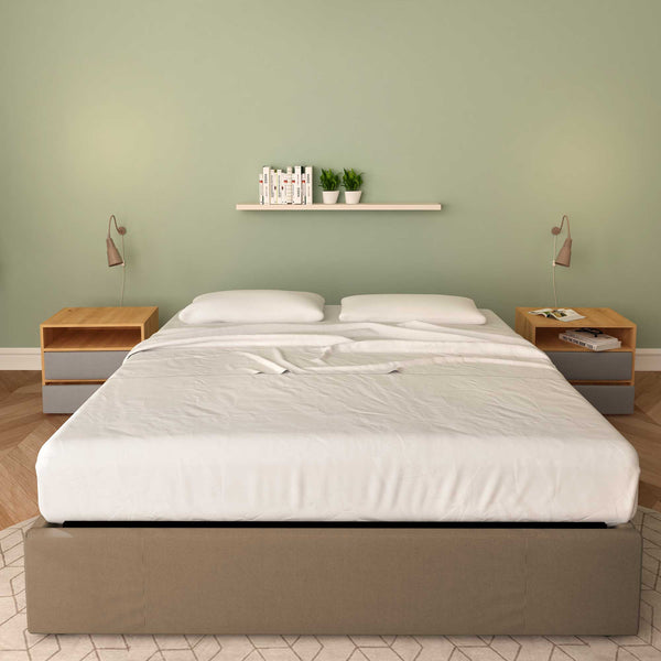 Baldiflex letto contenitore king size queen size senza testata in ecopelle Cloe grigio talpa