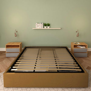 Baldiflex letto contenitore king size queen size senza testata in ecopelle Cloe nocciola frontale