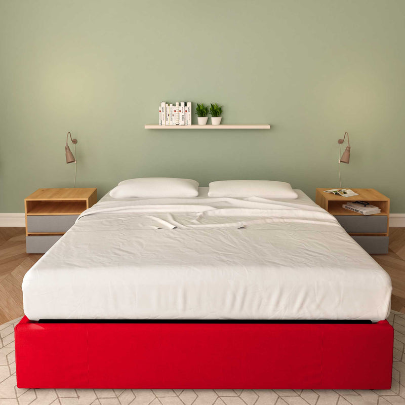 Baldiflex letto contenitore king size queen size senza testata in ecopelle Cloe rosso