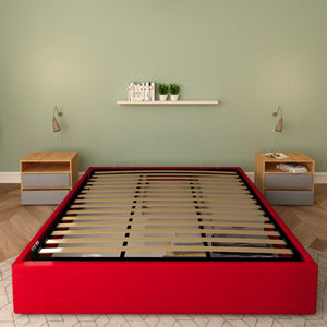 Baldiflex letto contenitore king size queen size senza testata in ecopelle Cloe rosso frontale