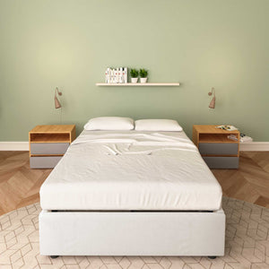 Baldiflex letto contenitore piazza e mezza senza testata in ecopelle Cloe bianco frontale con materasso