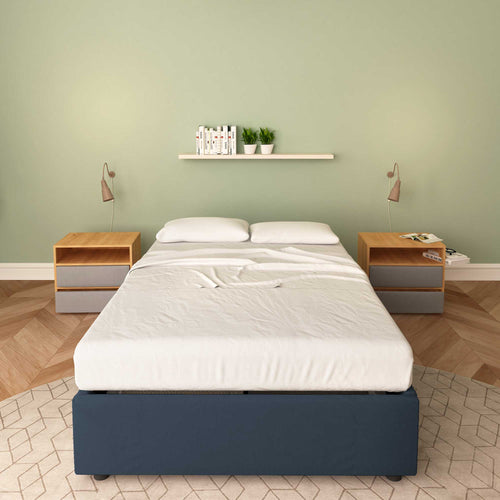 Baldiflex letto contenitore piazza e mezza senza testata in ecopelle Cloe blu notte