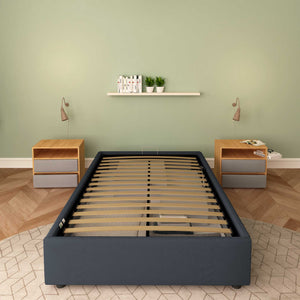 Baldiflex letto contenitore piazza e mezza senza testata in ecopelle Cloe grigio scuro frontale