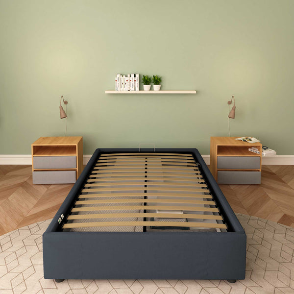 Baldiflex letto contenitore piazza e mezza senza testata in ecopelle Cloe grigio scuro frontale