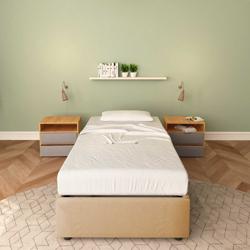 Single storage bed without headboard in Cloe eco-leather
