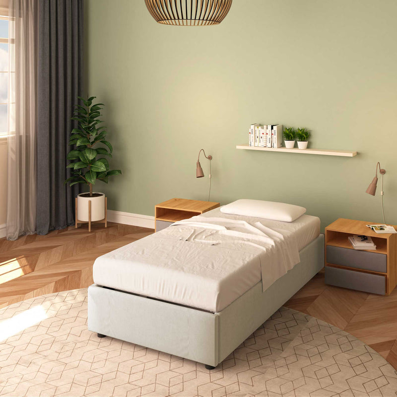 Single storage bed without headboard in Cloe eco-leather