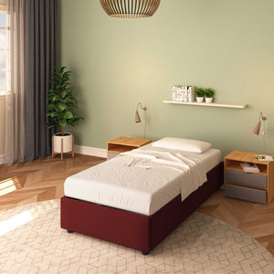 Baldiflex letto contenitore singolo senza testata in ecopelle Cloe bordeaux da destra