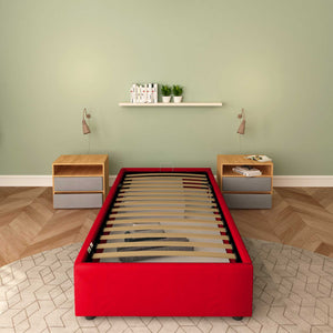 Baldiflex letto contenitore singolo senza testata in ecopelle Cloe rosso frontale