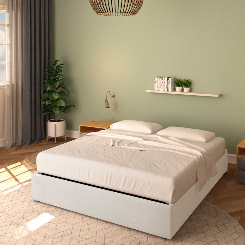 letto king size queen size in ecopelle bianco senza contenitore clara