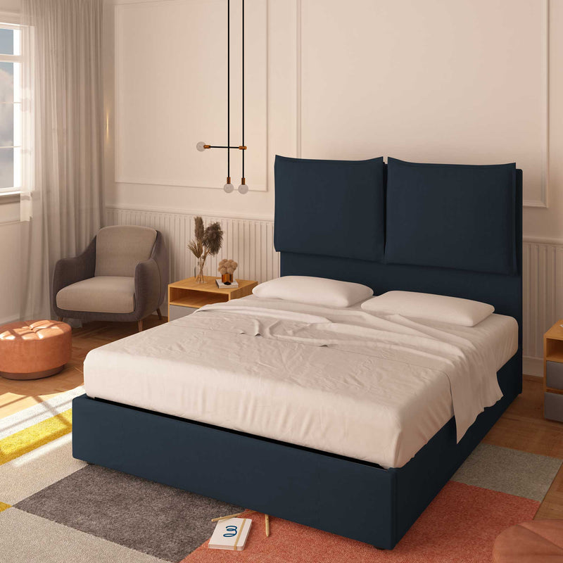 baldiflex letto king size queen size in ecopelle blu notte Diana XL