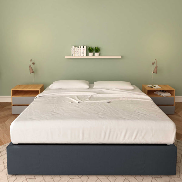 letto king size queen size in ecopelle grigio scuro senza contenitore clara