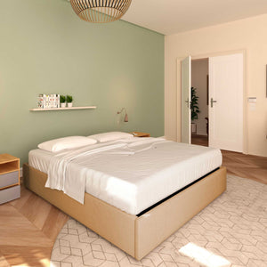 letto matrimoniale in ecopelle marrone chiaro senza contenitore clara