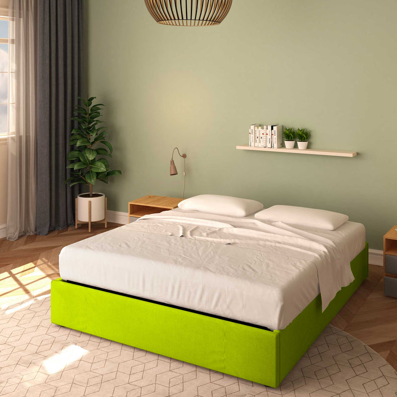 letto king size queen size in ecopelle verde mela senza contenitore clara