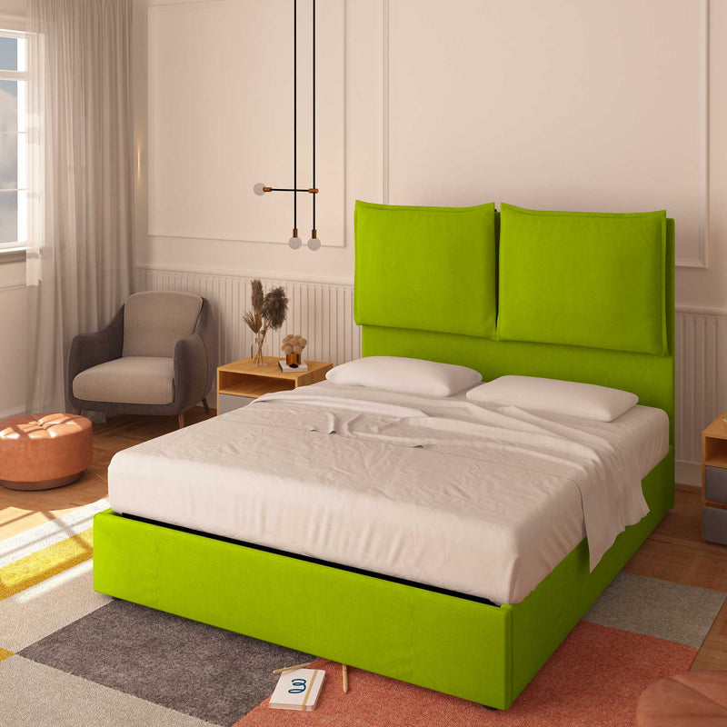 baldiflex letto king size queen size in ecopelle verde mela Diana XL