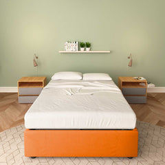 letto in ecopelle arancione senza contenitore una piazza e mezza clara
