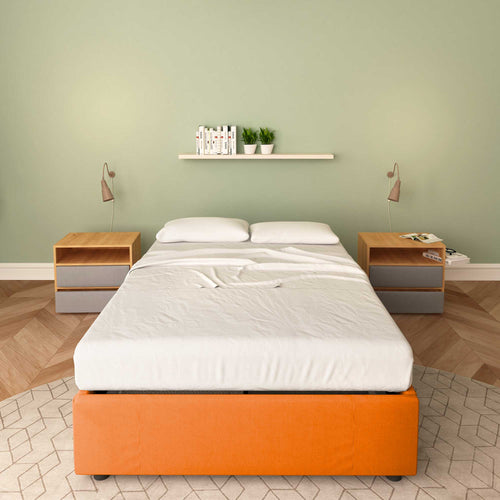 letto in ecopelle arancione senza contenitore una piazza e mezza clara