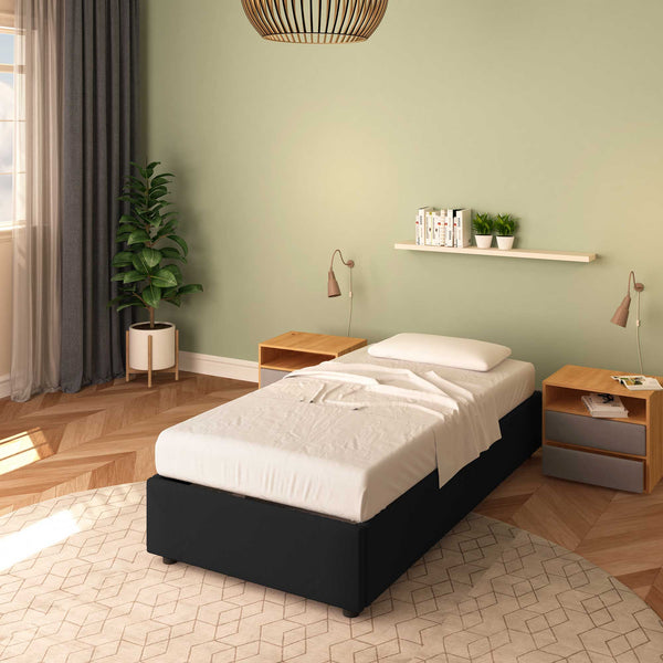 baldiflex letto singolo in ecopelle nero senza contenitore clara