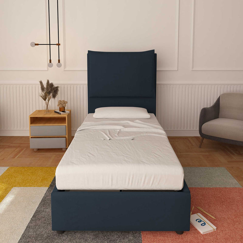 baldiflex letto singolo in ecopelle blu notte senza contenitore