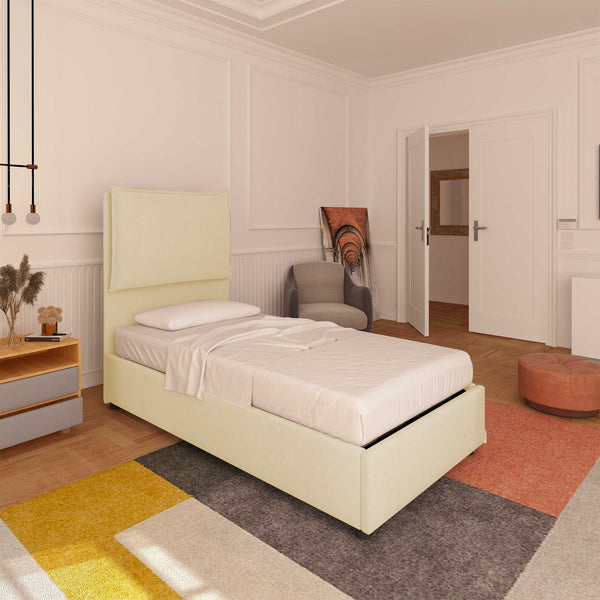 baldiflex letto singolo in ecopelle crema senza contenitore