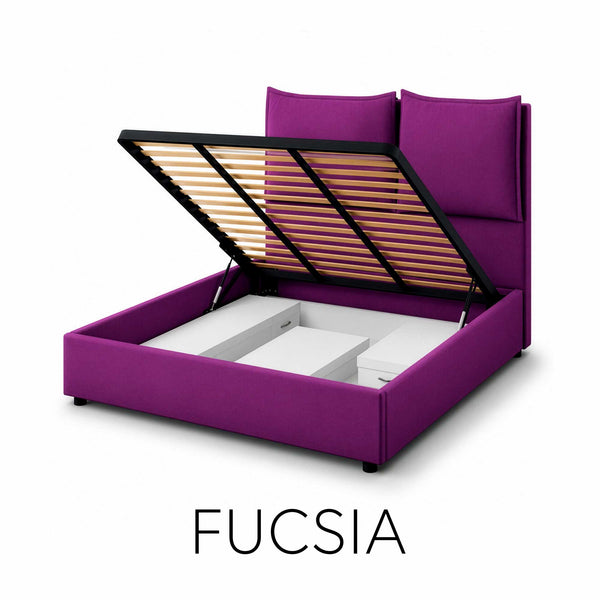 Letto contenitore matrimoniale in tessuto Licia XL