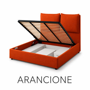 Letto contenitore matrimoniale in tessuto Licia XL
