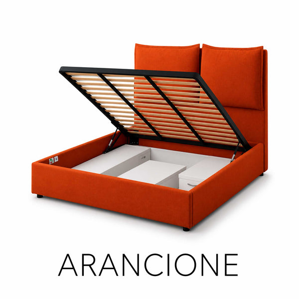 Letto contenitore matrimoniale in tessuto Licia XL