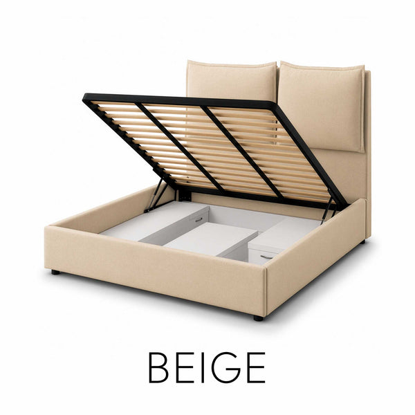 Letto contenitore matrimoniale in tessuto Licia XL